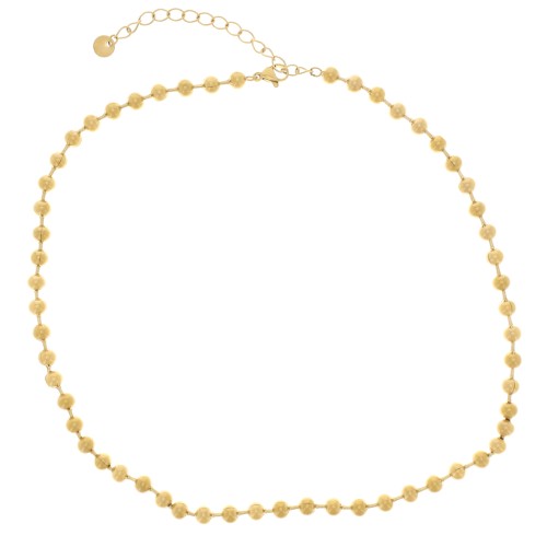 Collar de eslabones de bola de 5 mm - Acero inoxidable dorado 304L x48cm