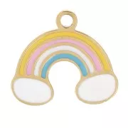 Dije Arco Iris 8x9 mm en resina epoxi - Acero inoxidable 304L Dorado - Pastel