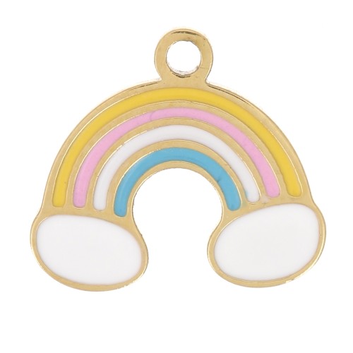 Dije Arco Iris 8x9 mm en resina epoxi - Acero inoxidable 304L Dorado - Pastel