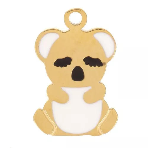 Colgante koala de resina epoxi 12x8 - Acero inoxidable dorado 316L x1