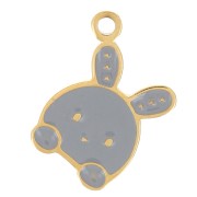 Dije de cabeza de conejo de resina epoxi de 10,5x8 mm - Acero inoxidable dorado 316L x1|raw }}