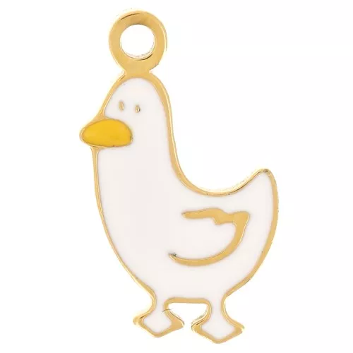 Amuleto de pato 12x7 mm en resina epoxi - Acero inoxidable 316L dorado x1