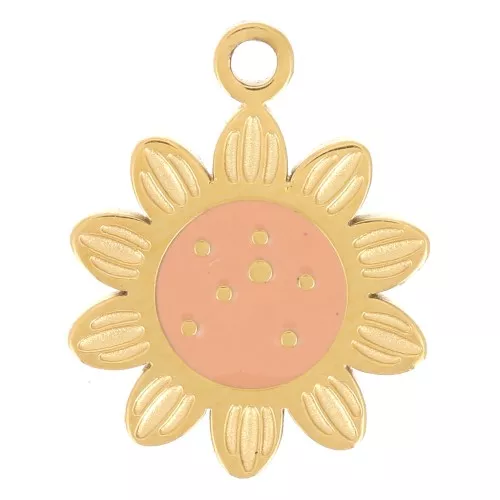 9 mm resina epoxi girasol encanto - 316L dorado acero inoxidable x1