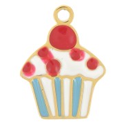 Charm de cupcake de resina epoxi de 10,5x8 mm - Acero inoxidable dorado 316L x1