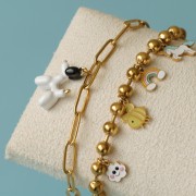 Charm de cupcake de resina epoxi de 10,5x8 mm - Acero inoxidable dorado 316L x1