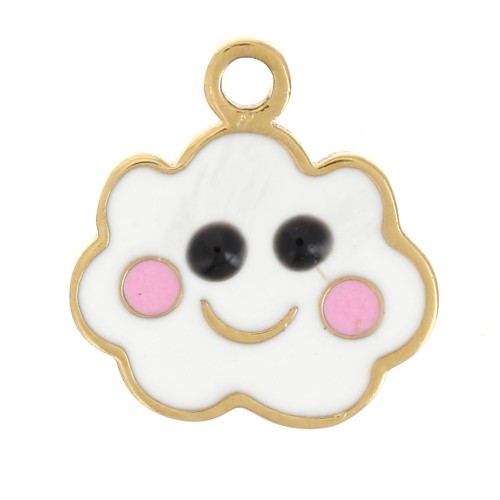 Colgante de nube de resina epoxi de 8 mm - Acero inoxidable 316L dorado x1