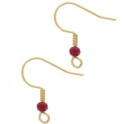 Pendientes con perlas de vidrio facetado de 20 mm - Acero inoxidable dorado 304L - Rojo x2
