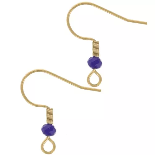 Ganchos de 20 mm con cuentas de cristal facetado - Acero inoxidable dorado 304L - Cobalto x2