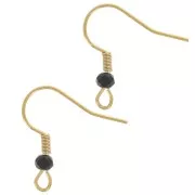 Ganchos para orejas con cuentas de cristal facetado de 20 mm - Acero inoxidable dorado 304L - Negro x2