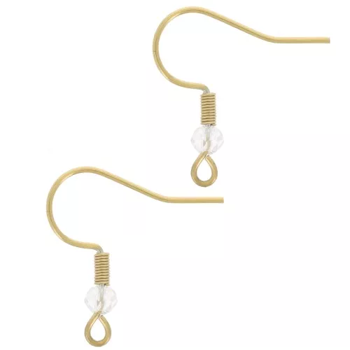 Pendientes con perlas de vidrio facetado de 20 mm - Acero inoxidable dorado 304L - Cristal x2