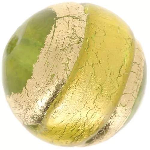 Redonda Murano 10 mm verde gold line x1