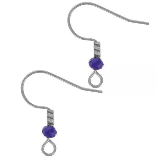 Ganchos de 20 mm con cuentas de vidrio facetado - Acero inoxidable 304L - Cobalto x2