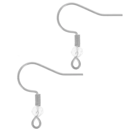 Ganchos para orejas de perlas de vidrio facetado de 20 mm - Acero inoxidable 304L - Cristal x2