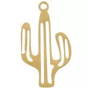 Colgante cactus origami 22x13 mm - Acero inoxidable 316L dorado x1