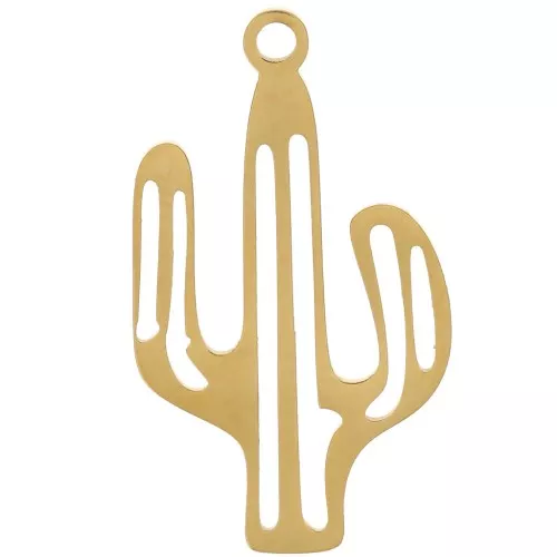 Colgante cactus origami 22x13 mm - Acero inoxidable 316L dorado x1
