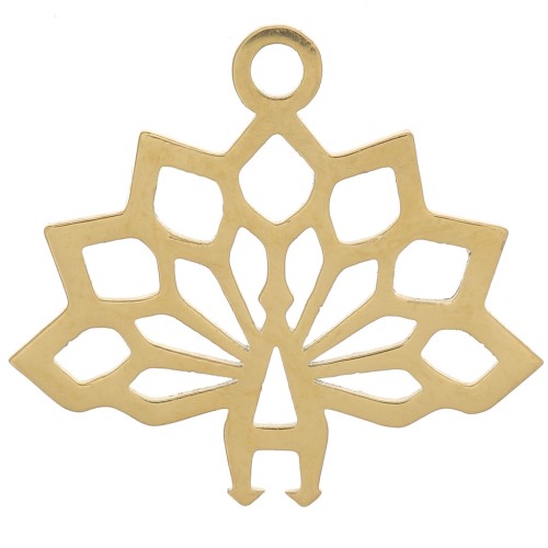 Colgante pavo real origami 15x17 mm - Acero inoxidable 316L dorado x1