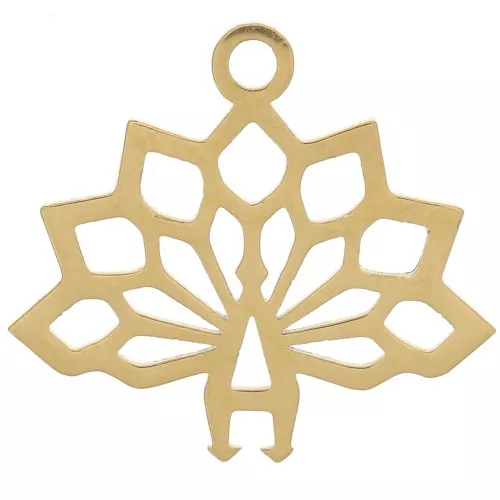 Colgante pavo real origami 15x17 mm - Acero inoxidable 316L dorado x1