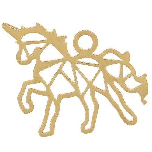 Origami Unicorn Charm 13x17 mm - Acero inoxidable dorado 316L x1