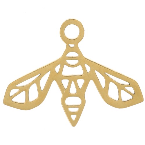 Colgante abeja origami 12x16 mm - Acero inoxidable 316L dorado x1