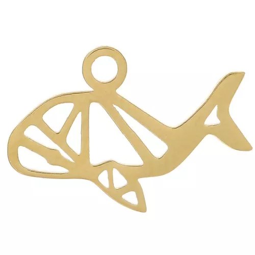 Dije Origami ballena 10x15,5 mm - Acero inoxidable 304 Dorado x1