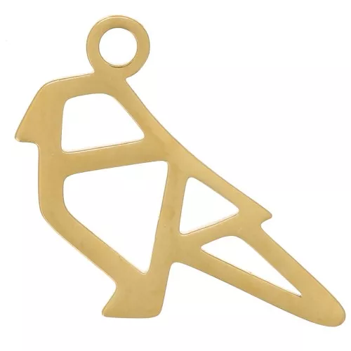 Dije de loro origami 14x15 mm - Acero inoxidable dorado 316L x1