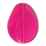 Cuenta plana irregular 25x20 mm en resina transparente - Fuschia x1