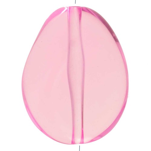 Cuenta plana irregular 25x20 mm en resina transparente - Rosa x1