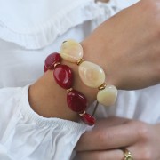 Cuenta plana irregular de resina transparente 25x20 mm - Rosa x1