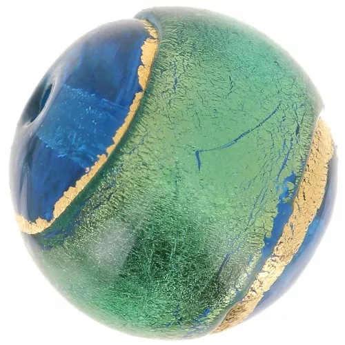 Redonda Murano 10 mm aquamarine gold line x1