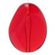Cuenta plana irregular 25x20 mm en resina transparente - Roja x1