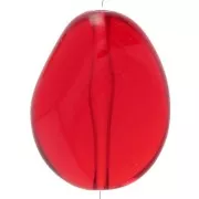 Cuenta plana irregular 25x20 mm en resina transparente - Roja x1