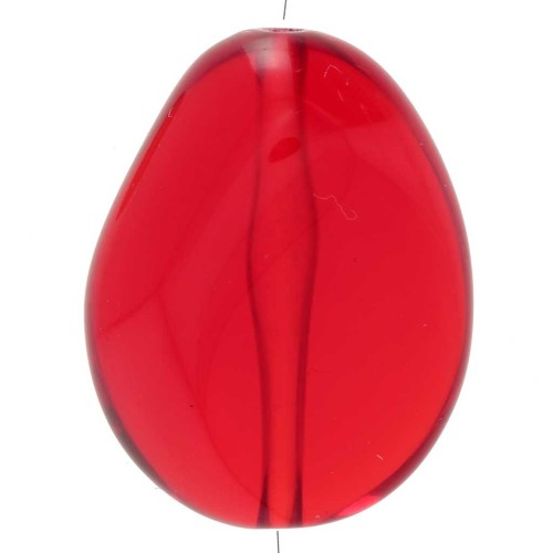 Cuenta plana irregular 25x20 mm en resina transparente - Roja x1