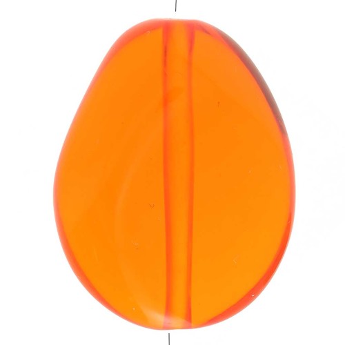 Cuenta plana irregular 25x20 mm en resina transparente - Naranja x1