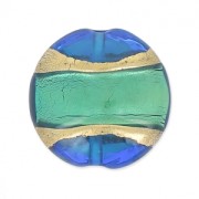 Bombeada Murano aquamarina rodeada con oro 23 mm x1