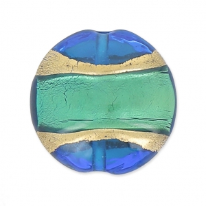 Bombeada Murano aquamarina rodeada con oro 23 mm x1
