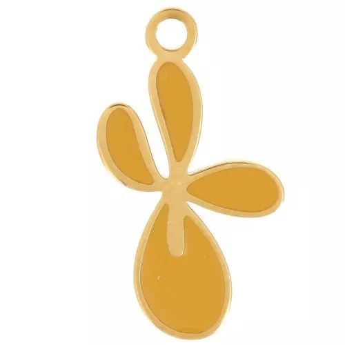 Colgante Flor de Lis 16x9 mm con resina epoxi - Acero inoxidable 316L dorado - Ocre x1