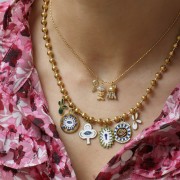 Llavero 12x5 mm con strass - Acero inoxidable 304L dorado x1