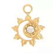 Mini dije de sol de 7 mm con pedrería - Acero inoxidable 304 Dorado x1
