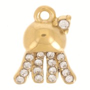 Medusa encanto 12x9 mm con diamantes de imitación - 316L Dorado acero inoxidable x1|raw }}