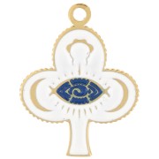 Colgante trébol 20x15 mm motivo ojo con resina epoxi - Acero inoxidable 316L dorado x1