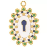 Colgante ojo ovalado 20x13 mm con resina epoxi - Acero inoxidable 316L Dorado x1