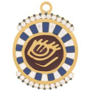 Colgante redondo 14,5 mm - motivo ojo - con resina epoxi - Acero inoxidable 316L dorado x1|raw }}