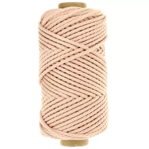 Bobina de cordón de macramé de algodón 3 mm - Calidad - Rosa pálido x50m