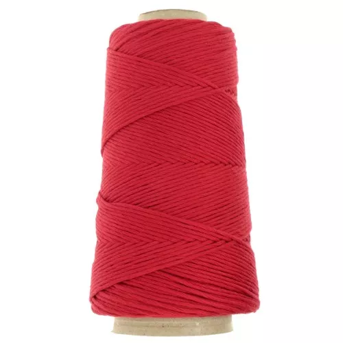 Bobina de cordón de macramé de algodón orgánico Detox XL peinado - Rojo x200m