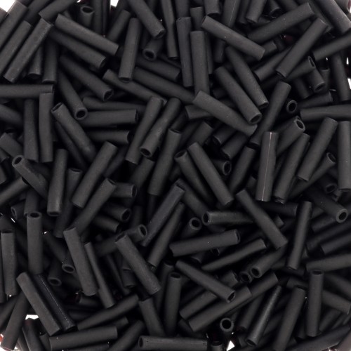 Slender bugles Miyuki 1.3x6 mm BGLS-401F - Black Mat x10g- Negro Mate x10g