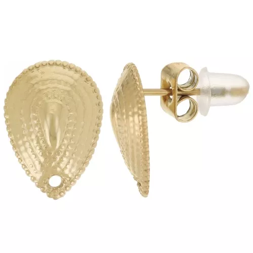 Pendientes con agujero 12x9 mm - Acero inoxidable dorado 304L x2