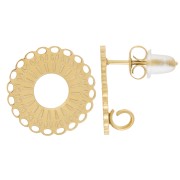 Pendientes redondos multiagujeros 14 mm - anilla abierta - Acero inoxidable 316L dorado x2|raw }}