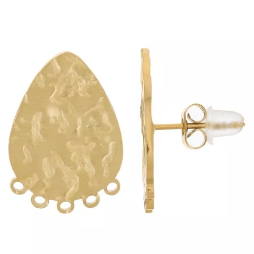 Pendientes martillados con 5 anillas 19x13 mm - Acero inoxidable 316L dorado x2