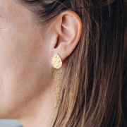 Pendientes martillados con 5 anillas 19x13 mm - Acero inoxidable 316L dorado x2