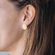 Pendientes martillados con 5 anillas 19x13 mm - Acero inoxidable 316L dorado x2